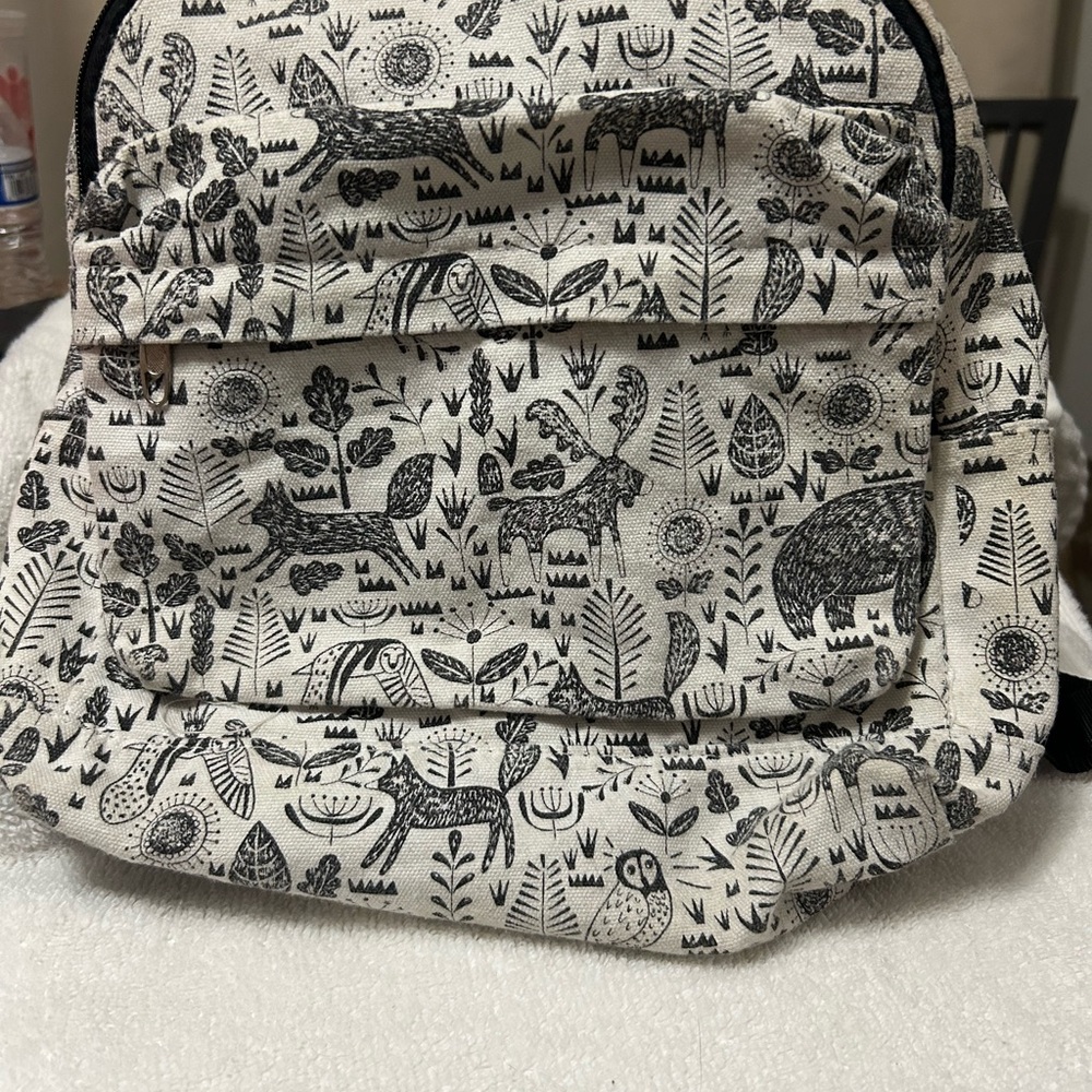 White and Black, Woodland Animal Small Backpack